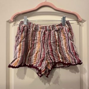 Joe B Flowy Shorts, Size Medium, Striped (maroon, Orange, White, Pinks, etc.)